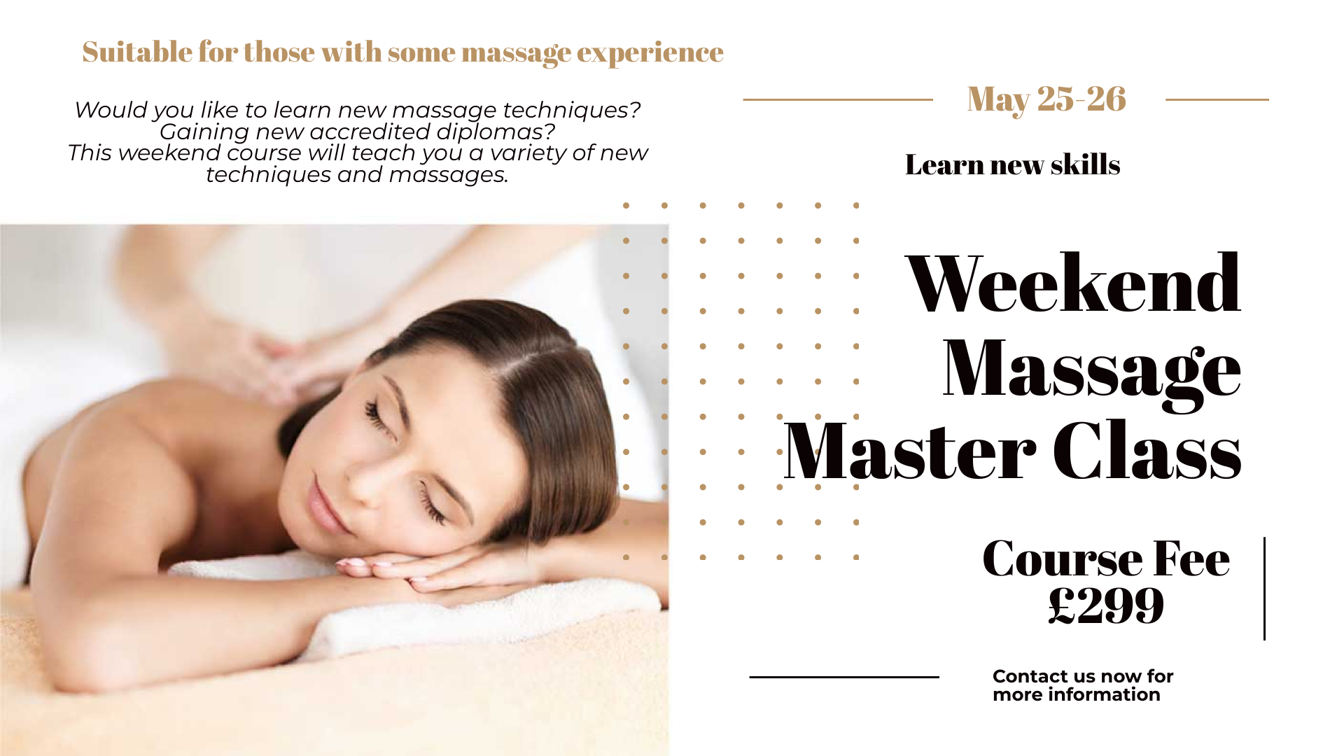 Weekend massage beginner masterclass course in Essex at Hair and Beauty Academy Courses